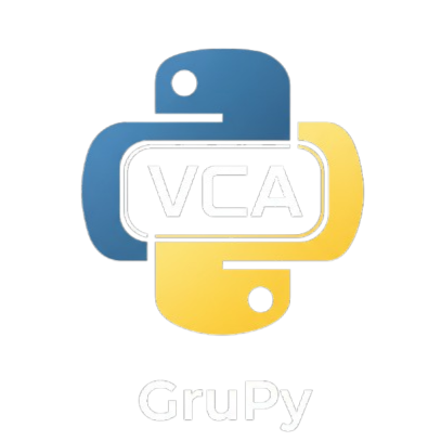 Logo do GruPy-VCA - Grupo de Usuários Python de Vitória da Conquista, representado por uma cobra Python estilizada